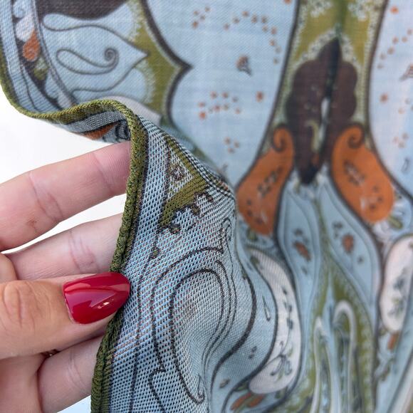 Rare ETRO Paisley Scarf Metallic Lurex Archival Collectible Olive Green Brand - Picture 6 of 6